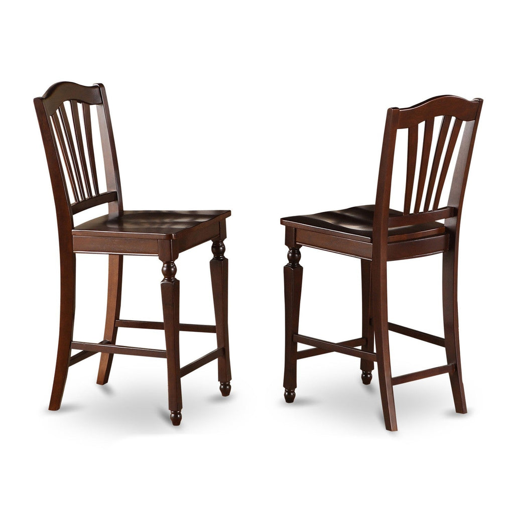 East West Furniture CHEL7-MAH-W 7 Piece Counter Height Pub Set Consist of a Square Dining Table with Butterfly Leaf and 6 Kitchen Dining Chairs, 54x54 Inch, Mahogany