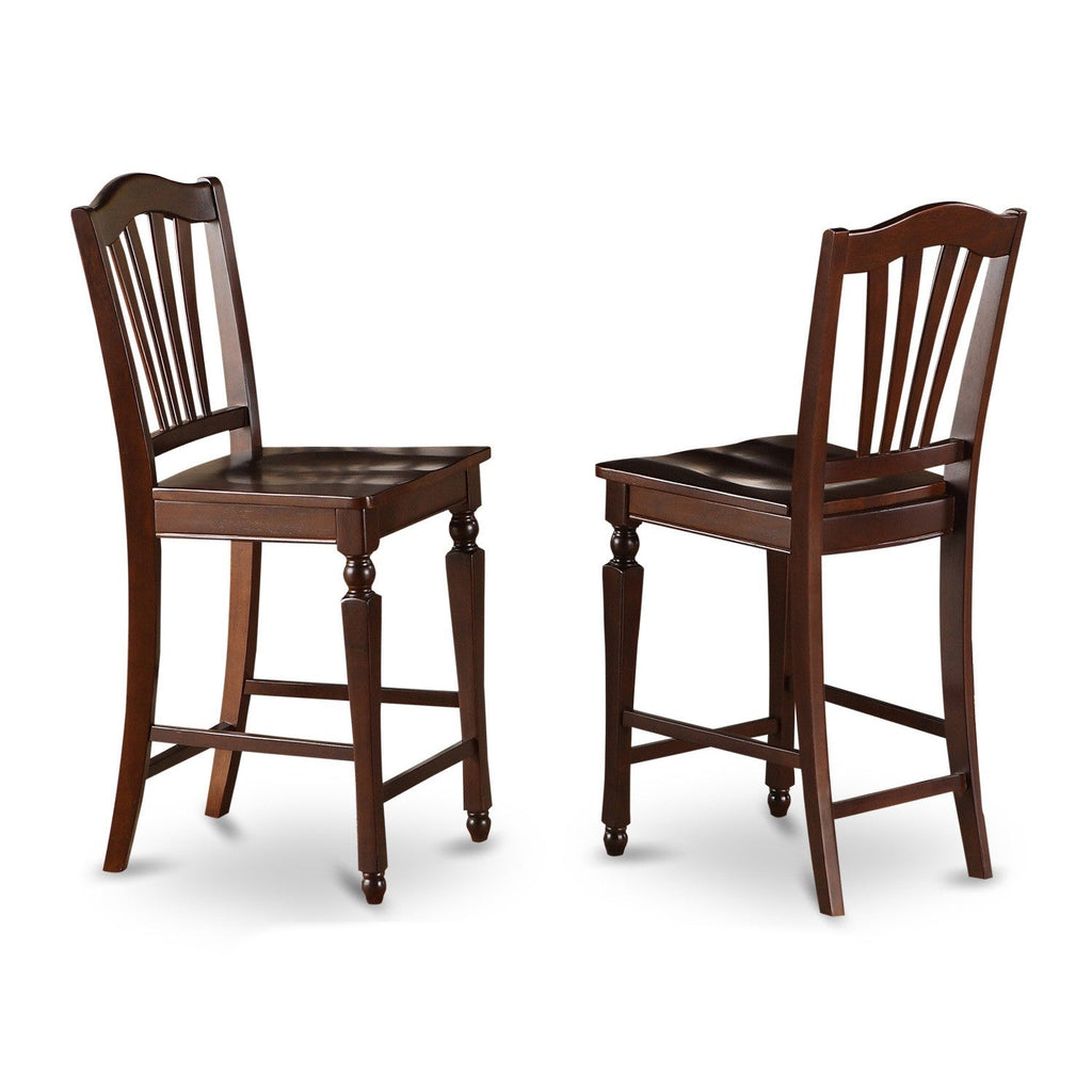 East West Furniture VNCH5-MAH-W 5 Piece Counter Height Dining Set Includes a Square Kitchen Table and 4 Dining Room Chairs