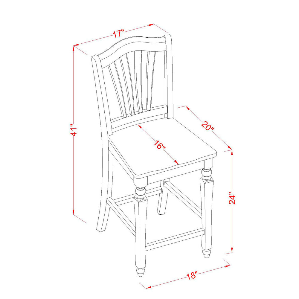 East West Furniture VNCH5-MAH-W 5 Piece Counter Height Dining Set Includes a Square Kitchen Table and 4 Dining Room Chairs