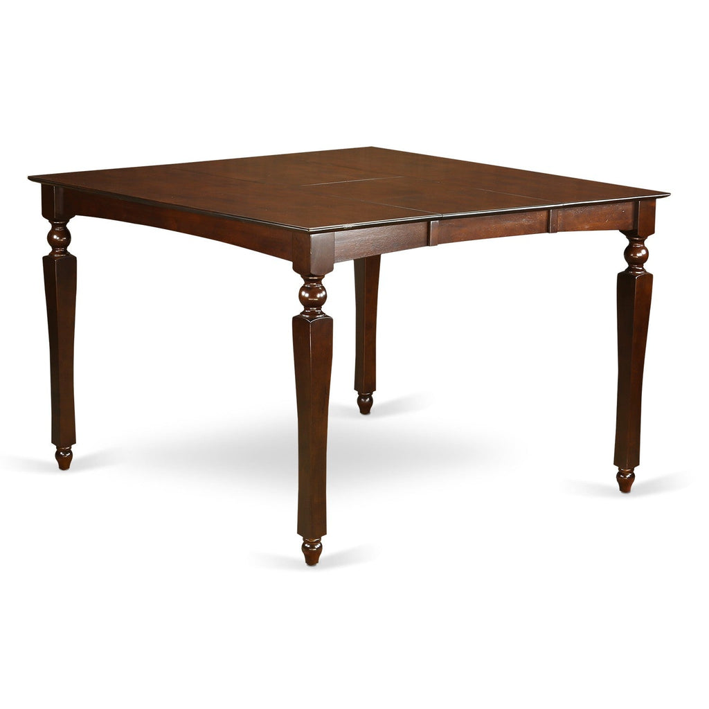 East West Furniture CHEL5-MAH-C 5 Piece Counter Height Dining Set  Includes a Square Dining Room Table with Butterfly Leaf and 4 Linen Fabric Upholstered Chairs