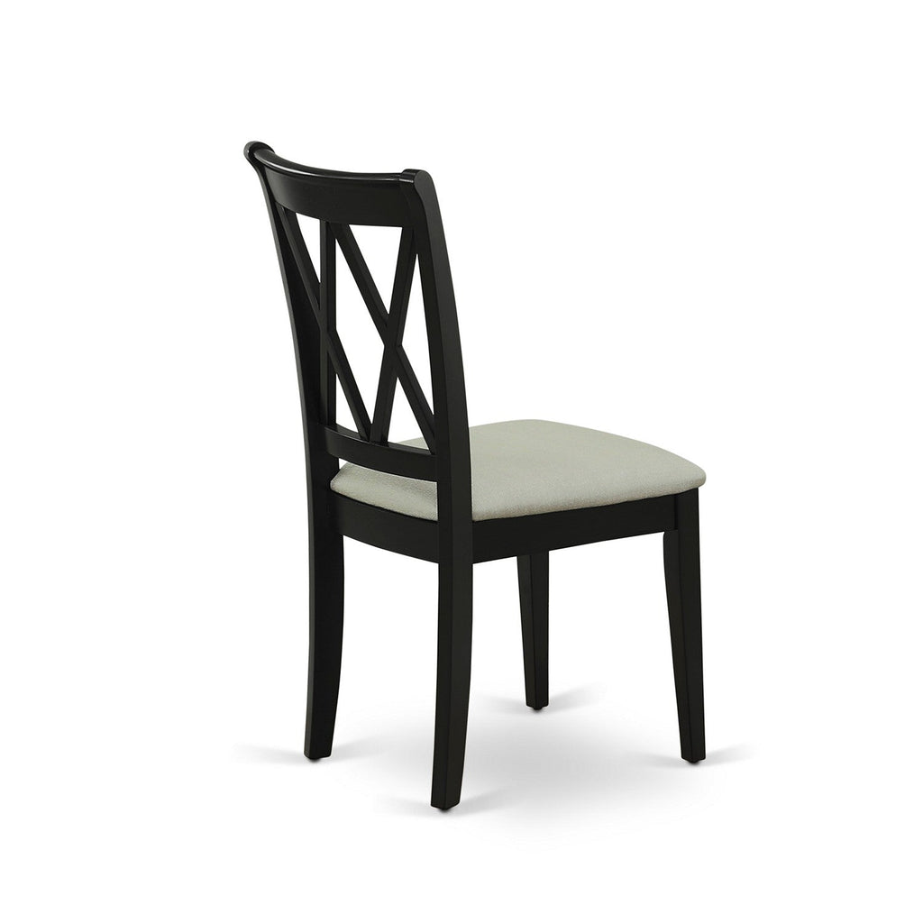 Juego de comedor East West Furniture DUCL7-BLK-C de 7 piezas compuesto por una mesa de comedor rectangular y 6 sillas tapizadas en tela de lino.
