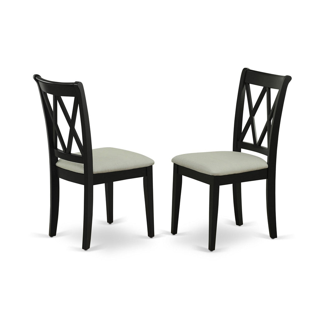 East West Furniture LGCL9-BLK-C 9 Piece Dining Room Table Set Includes a Rectangle Kitchen Table with Butterfly Leaf and 8 Linen Fabric Upholstered Dining Chairs