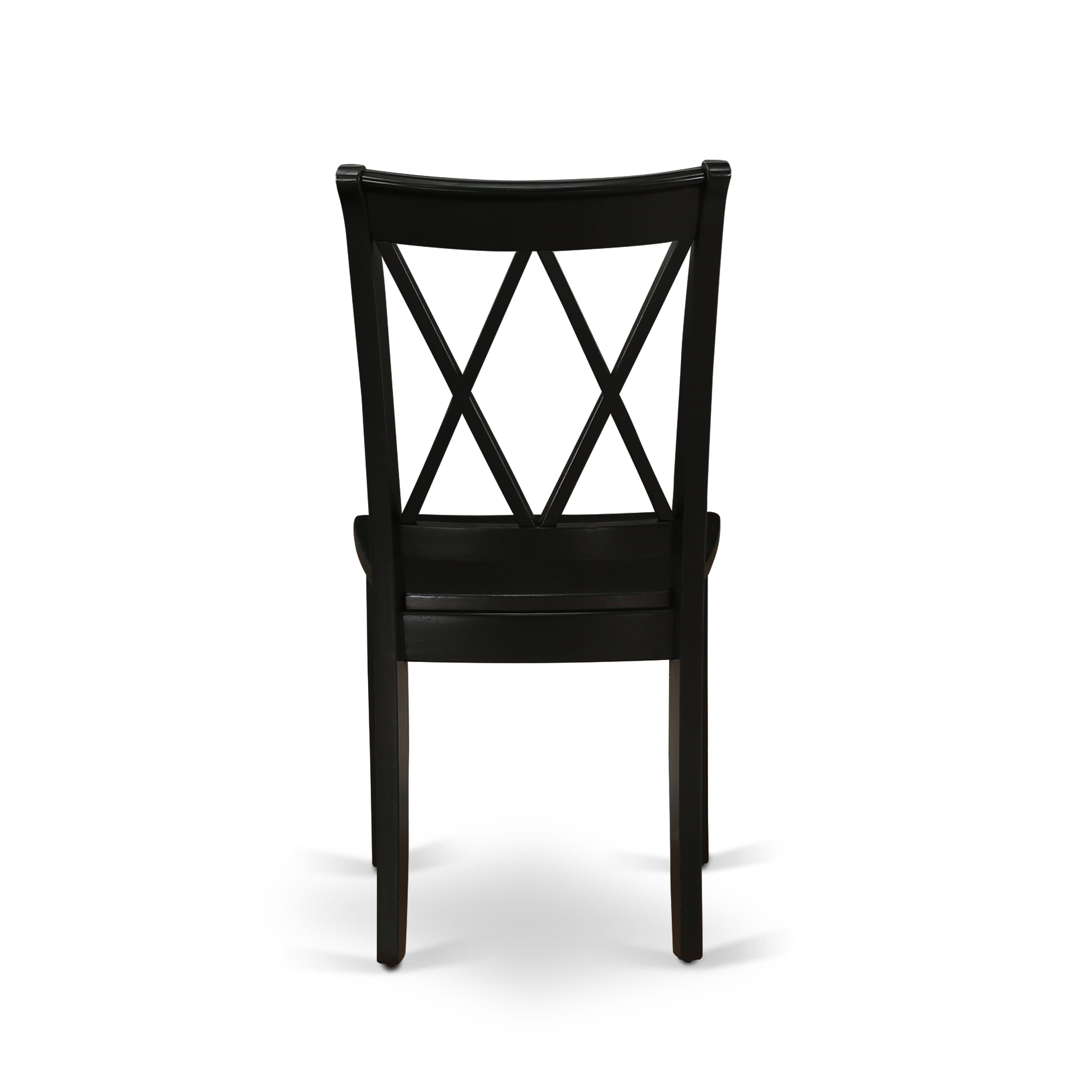 East West Furniture ESCL3-BCH-W 3-Piece Dining Set Consist of Kitchen Table and 2 Dining Chairs with Double X Back - Black Finish