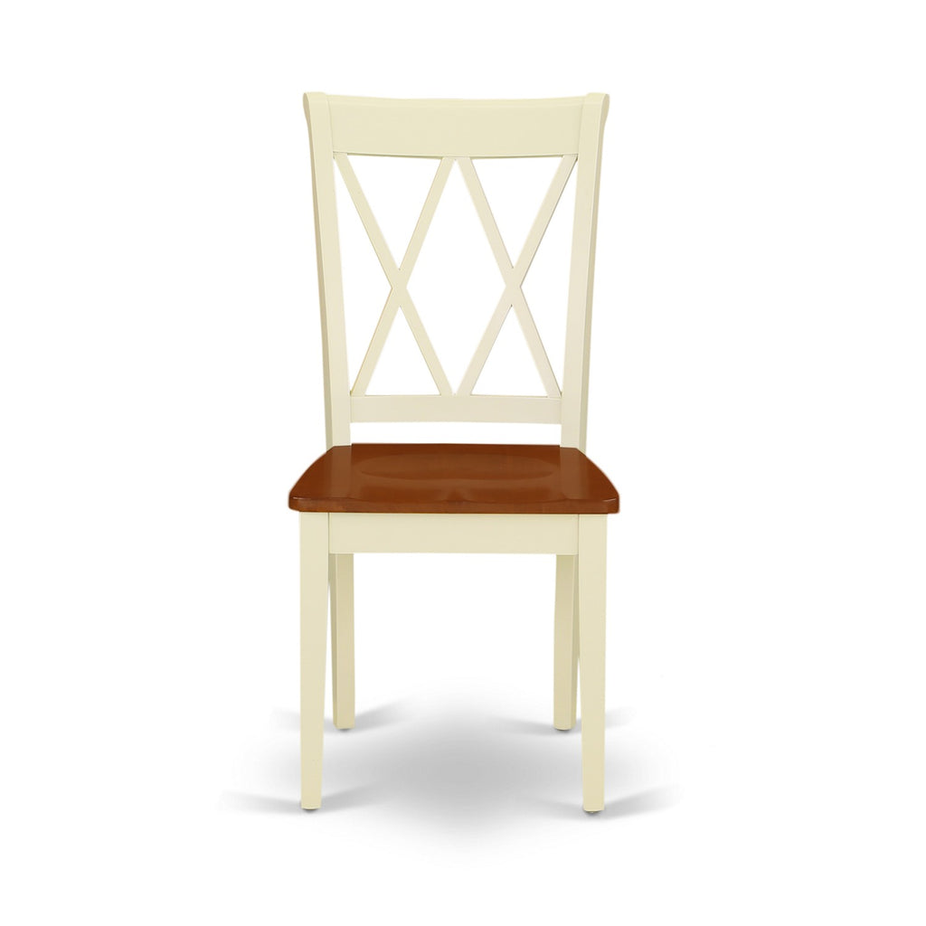 East West Furniture DLCL5-BMK-W 5 Piece Dining Room Table Set Includes a Round Dining Table with Dropleaf and 4 Wood Seat Chairs