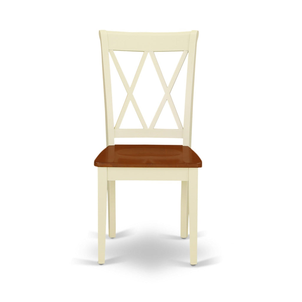 Juego de mesa de cocina de 5 piezas East West Furniture KECL5-BMK-W para 4 personas. Incluye una mesa de comedor ovalada con hojas de mariposa y 4 sillas de comedor.