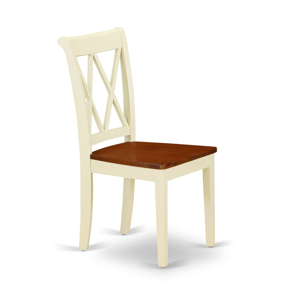 Juego de mesa de cocina de 5 piezas East West Furniture KECL5-BMK-W para 4 personas. Incluye una mesa de comedor ovalada con hojas de mariposa y 4 sillas de comedor.