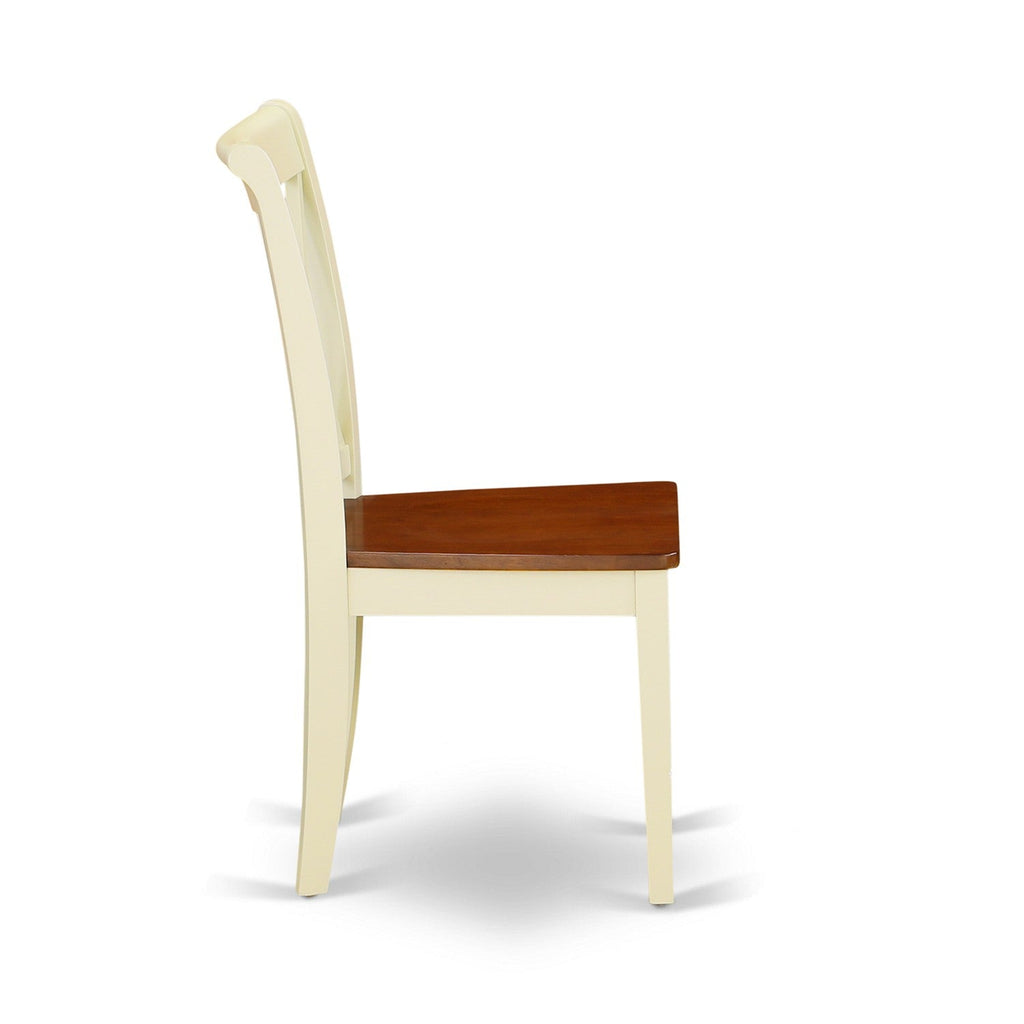 Juego de mesa de cocina de 5 piezas East West Furniture KECL5-BMK-W para 4 personas. Incluye una mesa de comedor ovalada con hojas de mariposa y 4 sillas de comedor.