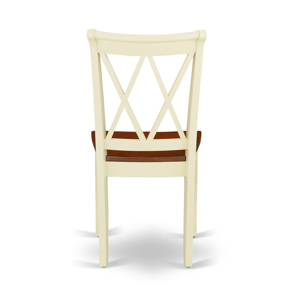Juego de mesa de cocina de 5 piezas East West Furniture KECL5-BMK-W para 4 personas. Incluye una mesa de comedor ovalada con hojas de mariposa y 4 sillas de comedor.