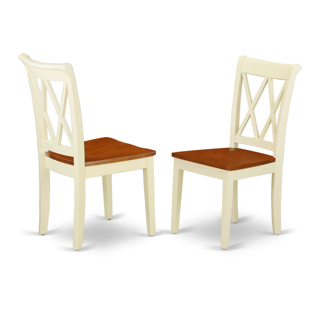 East West Furniture DLCL5-BMK-W 5 Piece Dining Room Table Set Includes a Round Dining Table with Dropleaf and 4 Wood Seat Chairs