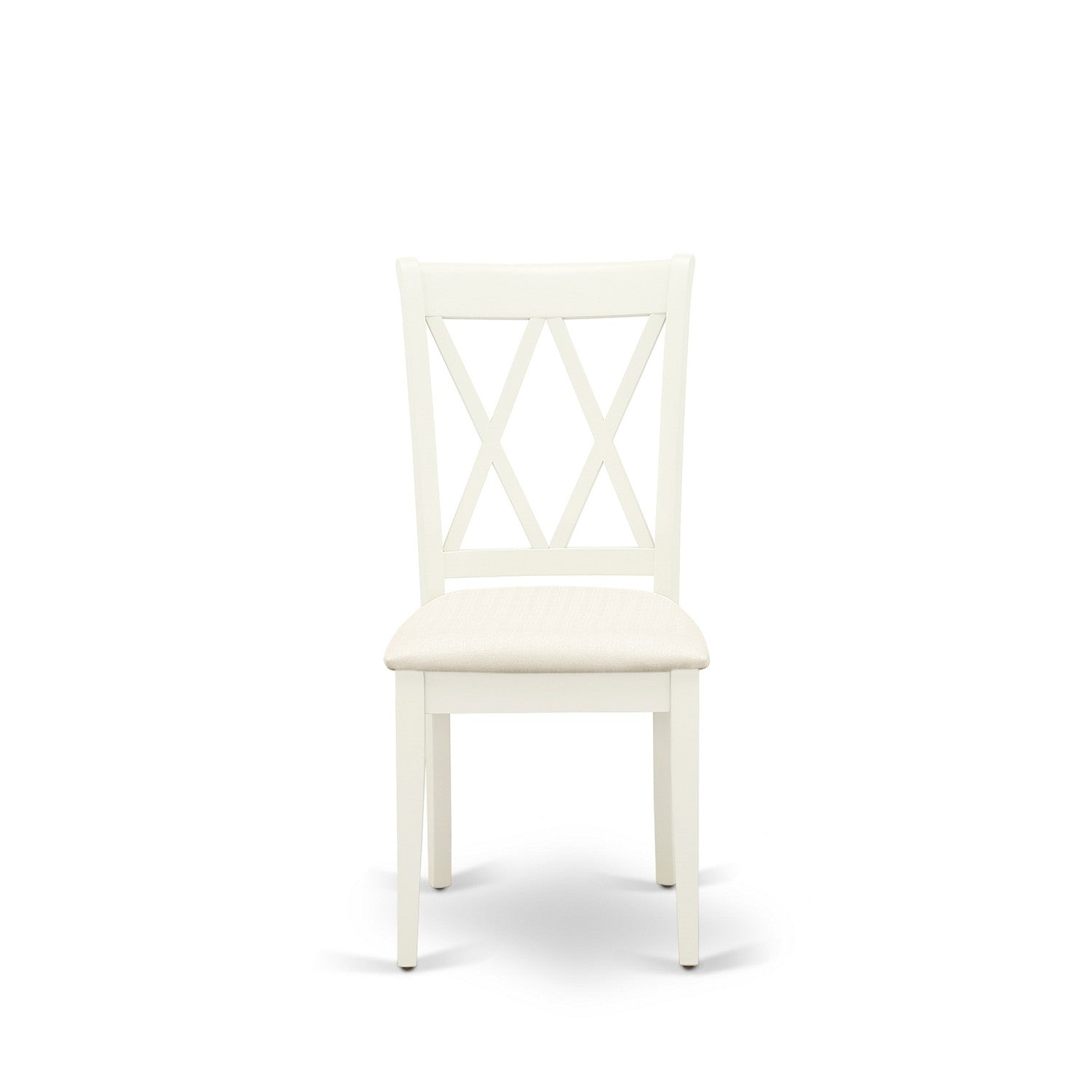 East West Furniture DMCL5-LWH-C 5 Piece Dinning Room Table Set Includes 1 Drop Leaves Dining Room Table and 4 linen white Dining Chairs with Double X-Back - linen white Finish