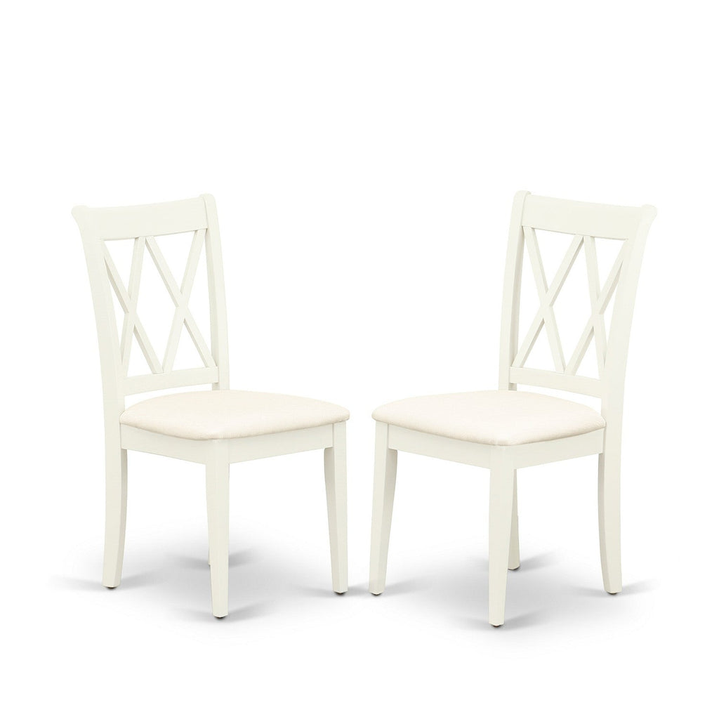 East West Furniture AVCL7-LWH-C 7 Piece Dining Room Table Set Consist of an Oval Kitchen Table with Butterfly Leaf and 6 Linen Fabric Upholstered Dining Chairs