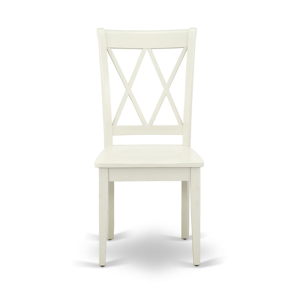 East West Furniture DMCL3-LWH-W 3 Piece Dinette Set for Small Spaces Contains a Round Dining Table with Dropleaf and 2 Dining Chairs, 42x42 Inch, Linen White