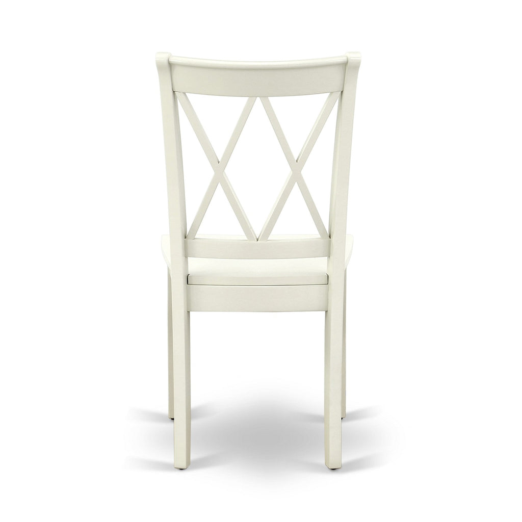Juego de mesa de comedor de 3 piezas East West Furniture AMCL3-LWH-W. Incluye una mesa de cocina redonda con pedestal y 2 sillas de comedor.