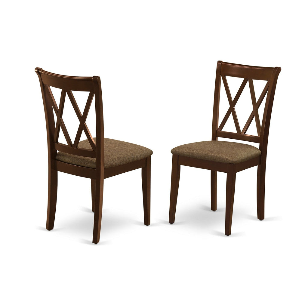 East West Furniture DUCL5-MAH-C 5 Piece Kitchen Table Set for 4 Includes a Rectangle Dining Table and 4 Linen Fabric Dining Room Chairs