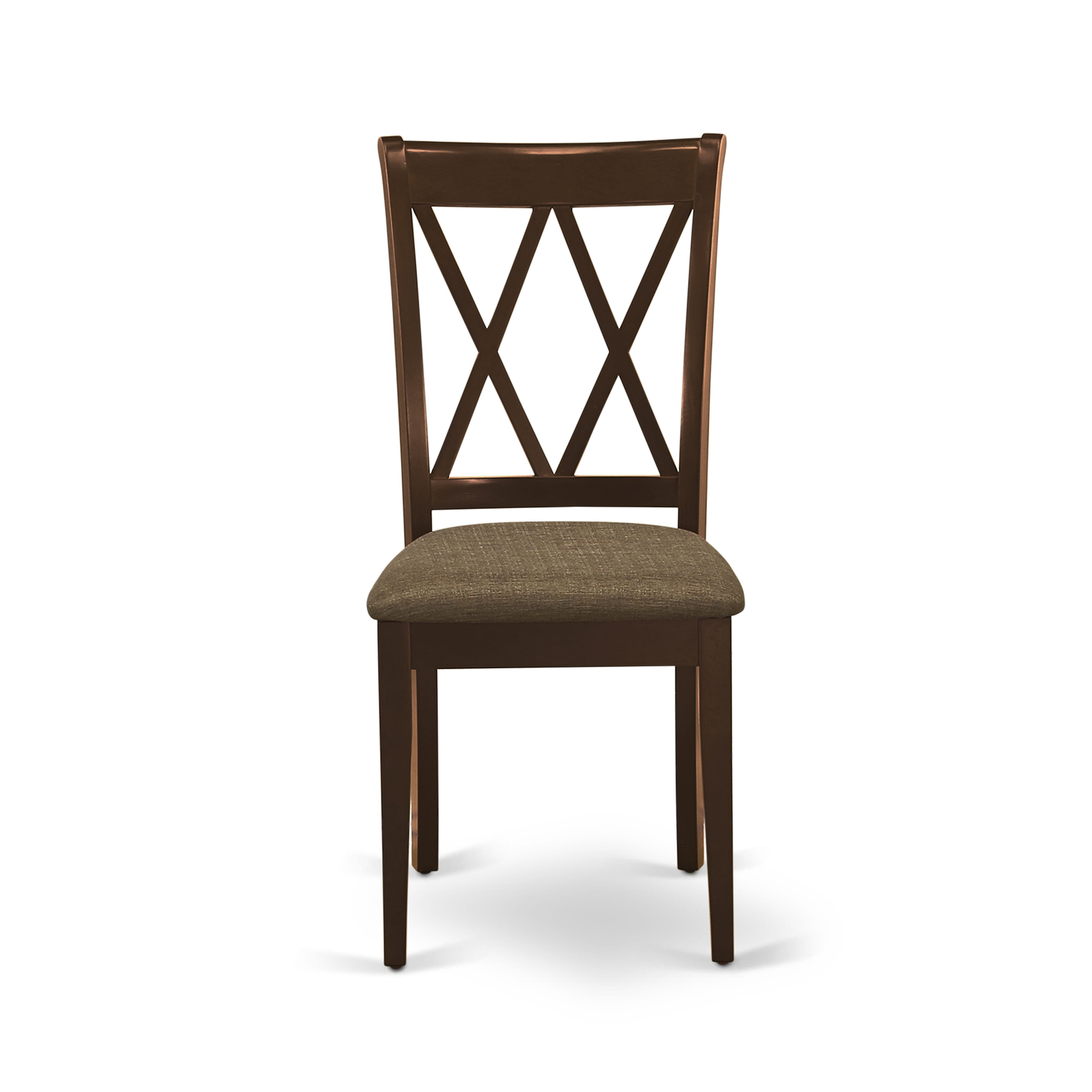 EAST WEST FURNITURE - ESCL3-MAH-C - 3-Pc Dining Room Table Set - 2 Mid Century Dining Chairs Linen Fabric Seat with Double X-Back and 1 Dining Room Table - Mahogany Finish