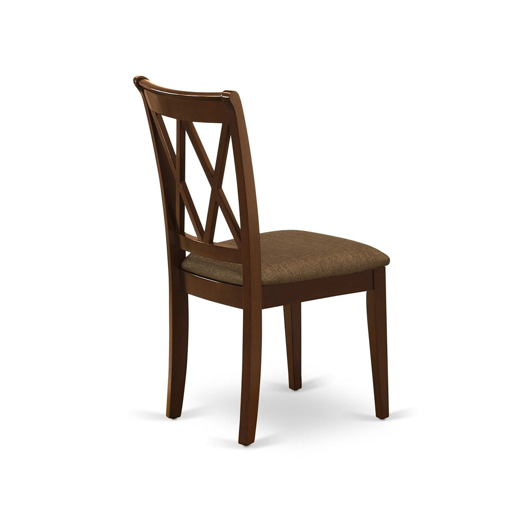 East West Furniture DUCL5-MAH-C 5 Piece Kitchen Table Set for 4 Includes a Rectangle Dining Table and 4 Linen Fabric Dining Room Chairs