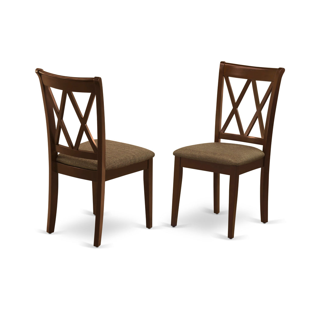 East West Furniture NDCL5-MAH-C 5 Piece Dining Room Furniture Set Includes a Rectangle Dining Table with Dropleaf and 4 Linen Fabric Upholstered Chairs