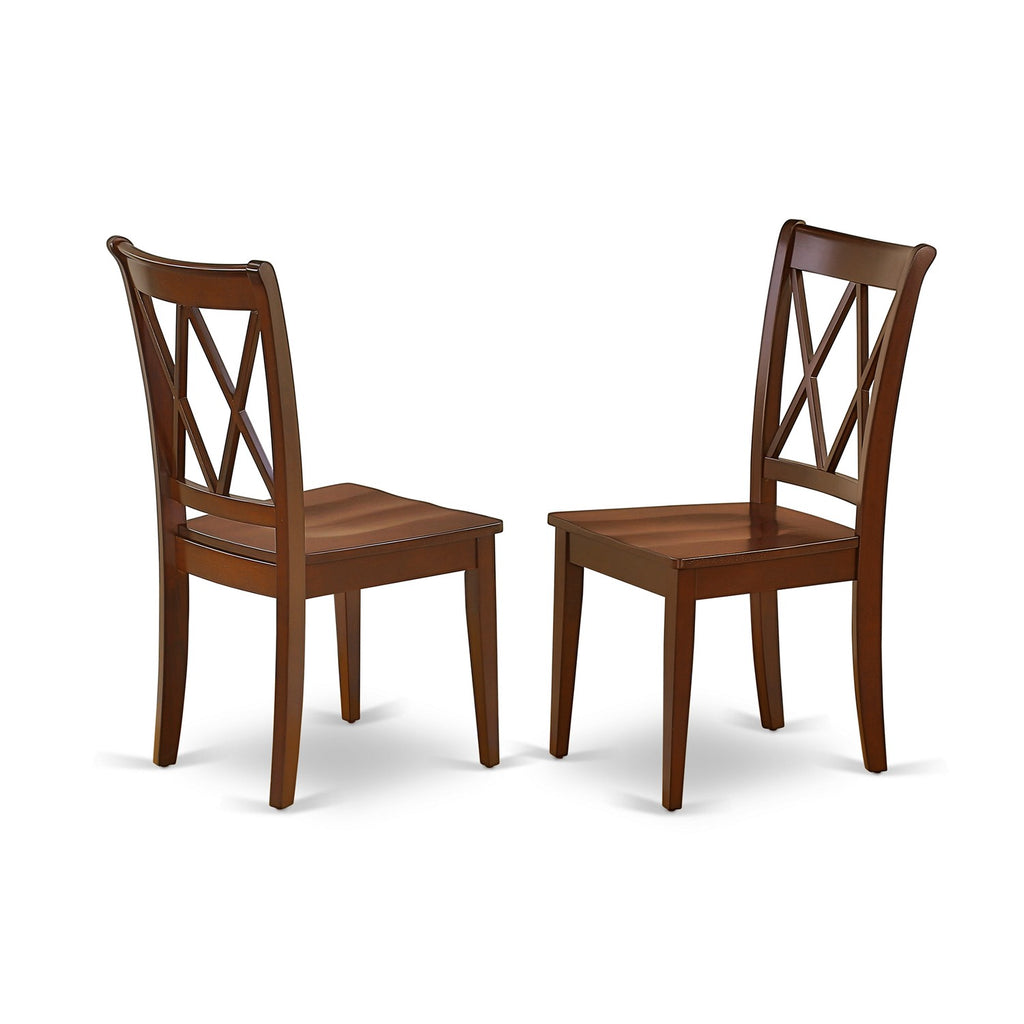 East West Furniture ANCL3-MAH-W 3 Piece  Dinette Set for Small Spaces Contains a Round Dining Room Table with Pedestal and 2 Kitchen Dining Chairs, 36x36 Inch, Mahogany