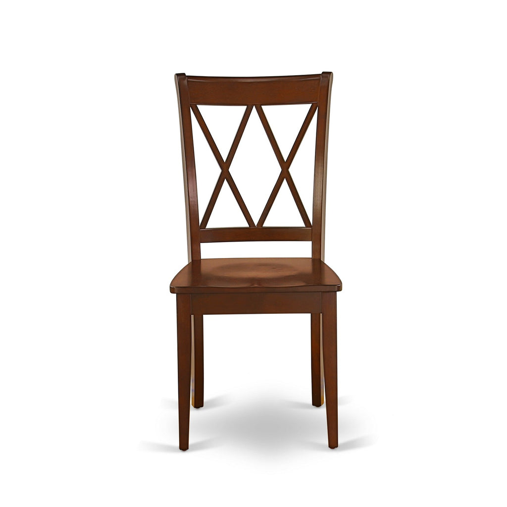 East West Furniture CLC-MAH-W Clarksville Dining Chairs - Double Cross Back Solid Wood Seat Chairs, Set of 2, Mahogany