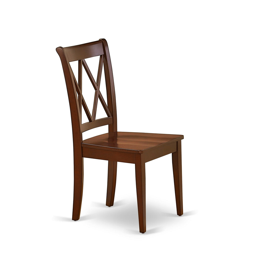 East West Furniture CLC-MAH-W Clarksville Dining Chairs - Double Cross Back Solid Wood Seat Chairs