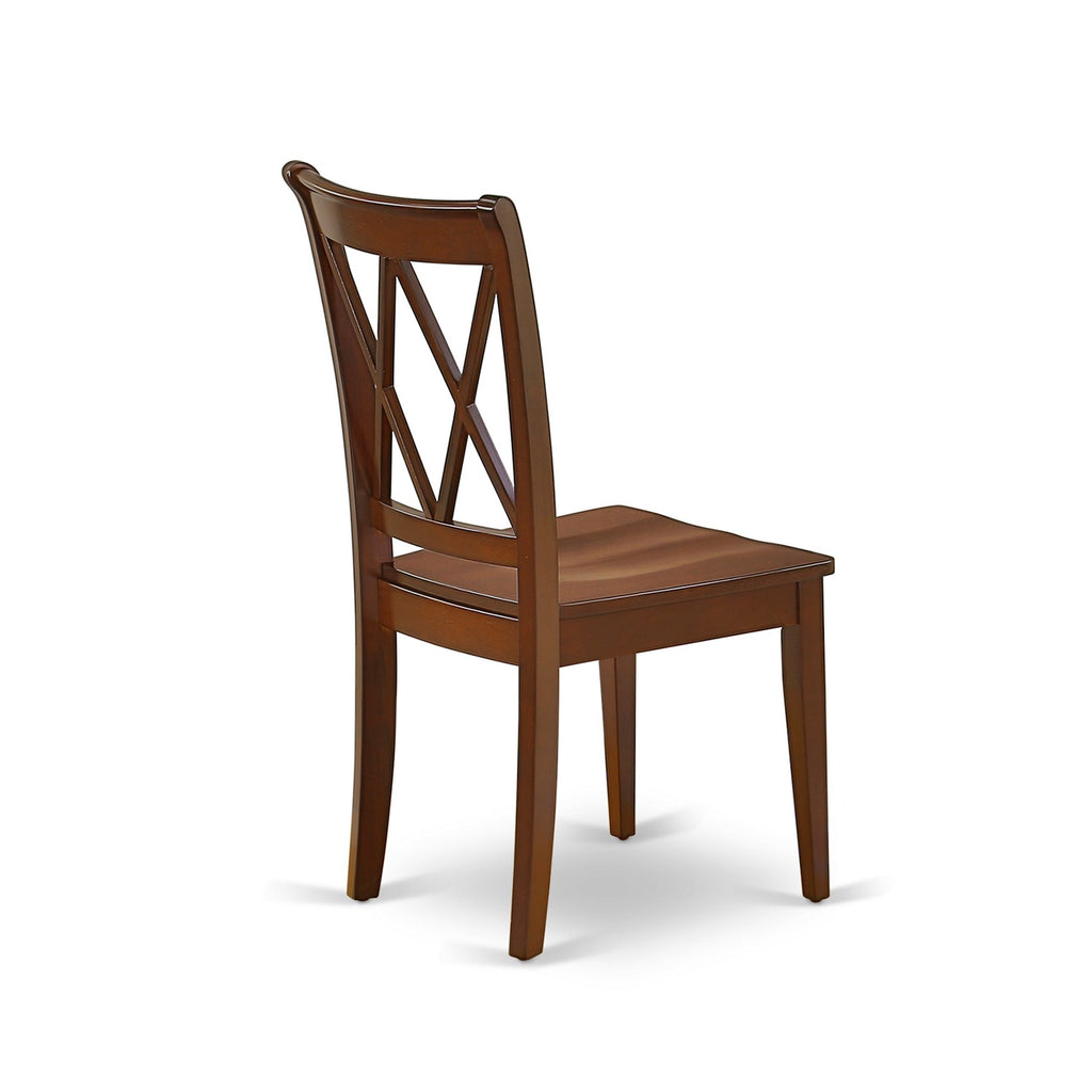 East West Furniture CLC-MAH-W Clarksville Dining Chairs - Double Cross Back Solid Wood Seat Chairs, Set of 2, Mahogany