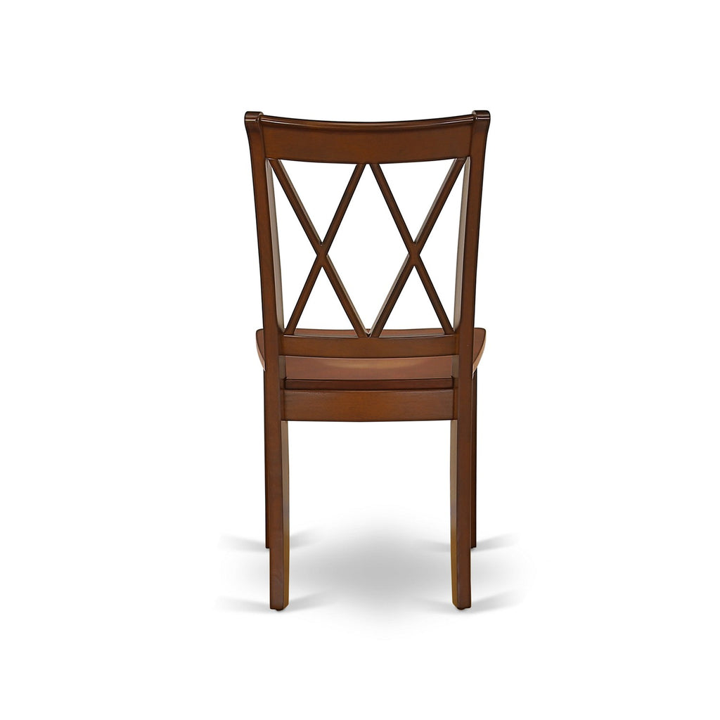 East West Furniture CLC-MAH-W Clarksville Dining Chairs - Double Cross Back Solid Wood Seat Chairs, Set of 2, Mahogany