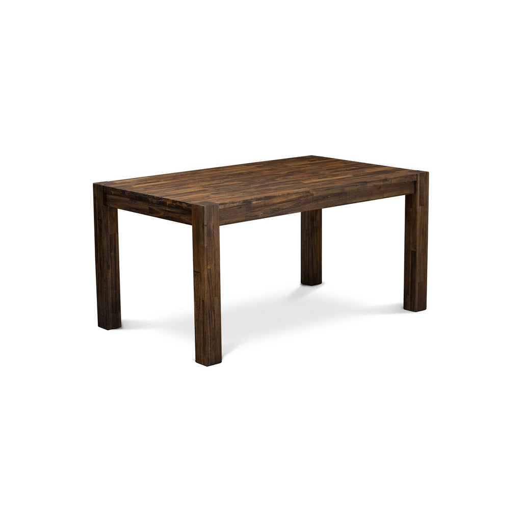 East West Furniture CNVE5-77-21 5 Piece Dining Table Set Includes a Rectangle Rustic Wood Dining Room Table and 4 Blue Color Linen Fabric Parsons Chairs
