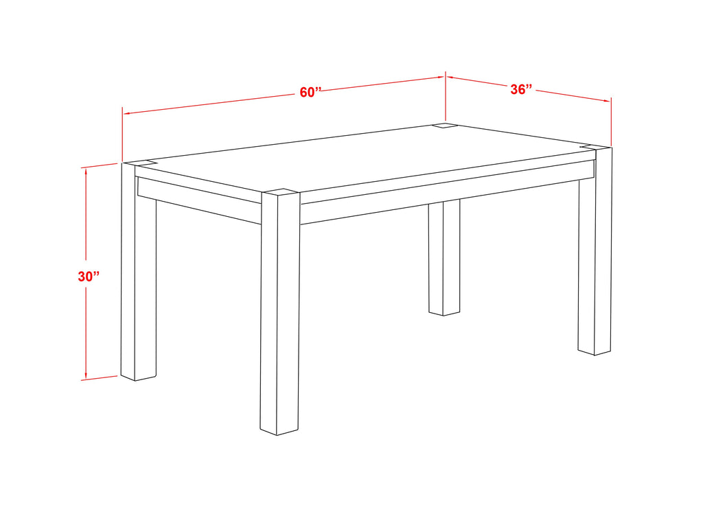 Juego de comedor de 7 piezas East West Furniture CNFO7-77-49 compuesto por una mesa de comedor rectangular de madera rústica y 6 sillas tapizadas de piel sintética negra.