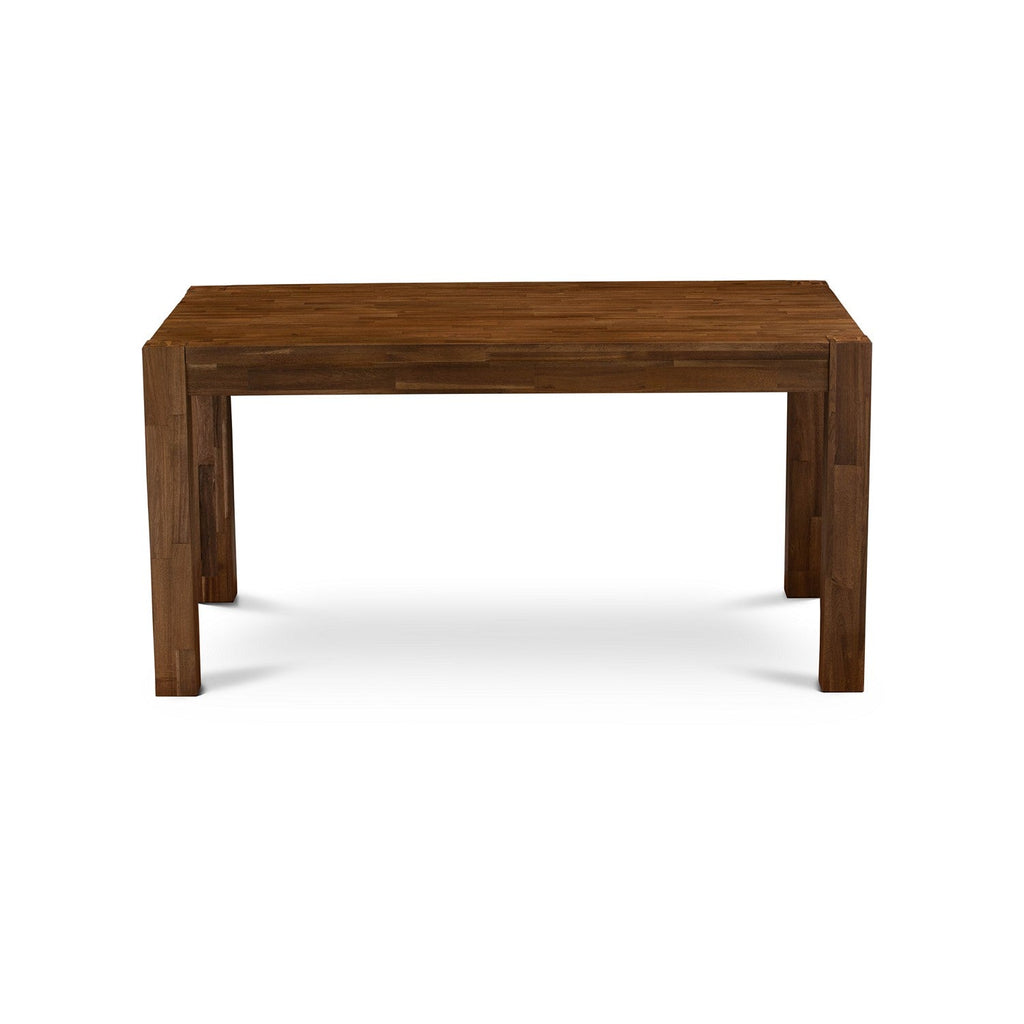 Juego de mesa de comedor moderna de 5 piezas East West Furniture CNAB5-NN-35. Incluye una mesa rectangular de madera rústica y 4 sillas tapizadas en tela de lino y piel de venado.