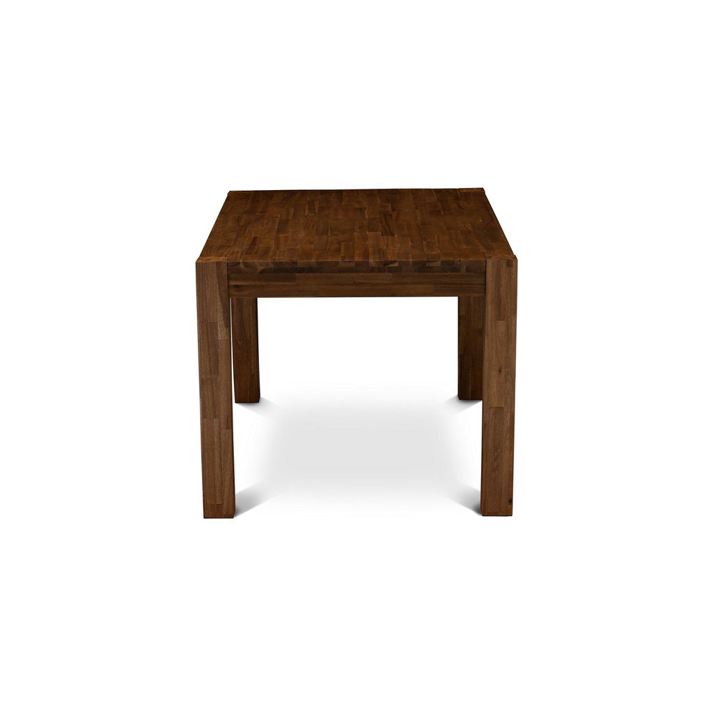 Juego de mesa de comedor moderna de 5 piezas East West Furniture CNAB5-NN-35. Incluye una mesa rectangular de madera rústica y 4 sillas tapizadas en tela de lino y piel de venado.
