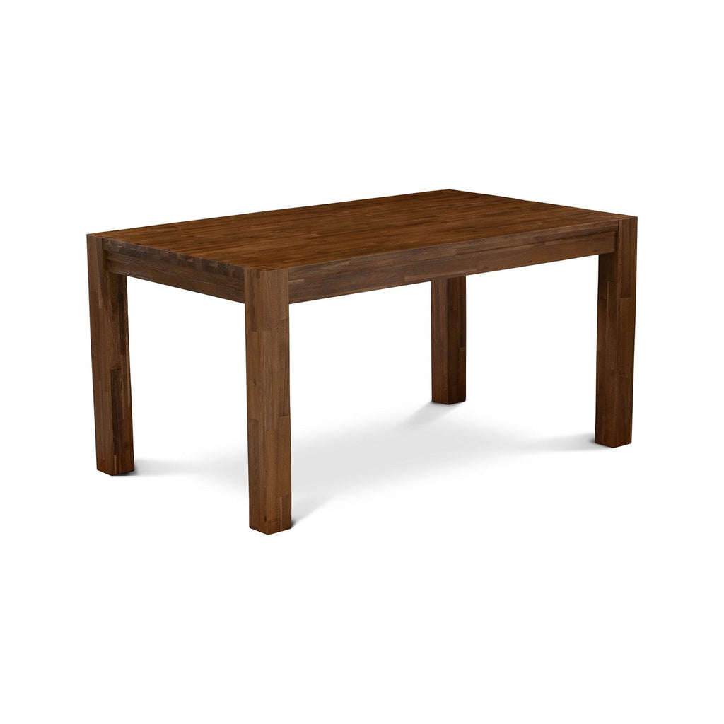 Juego de comedor de 7 piezas CNAB7-NN-35 de East West Furniture: mesa de comedor rectangular de madera rústica y 6 sillas Parson tapizadas en tela de lino y piel de venado.