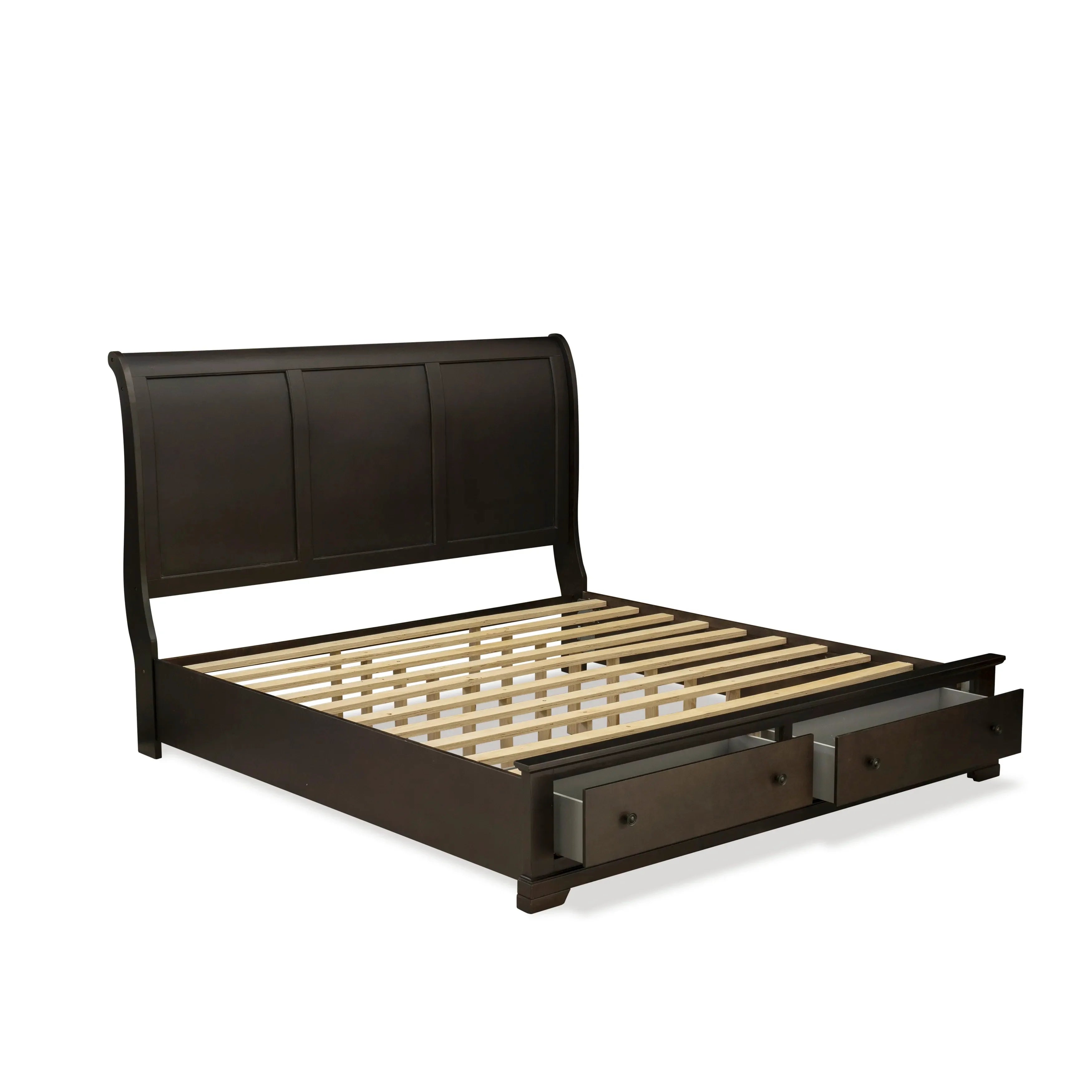 EAST WEST FURNITURE - CO21-K1N00C - 3 Pc King Size Bedroom Set with Luxurious Style Headboard King Bed, Wood Chest and 1 Walnut Nightstand - Wire Brushed Walnut Finish