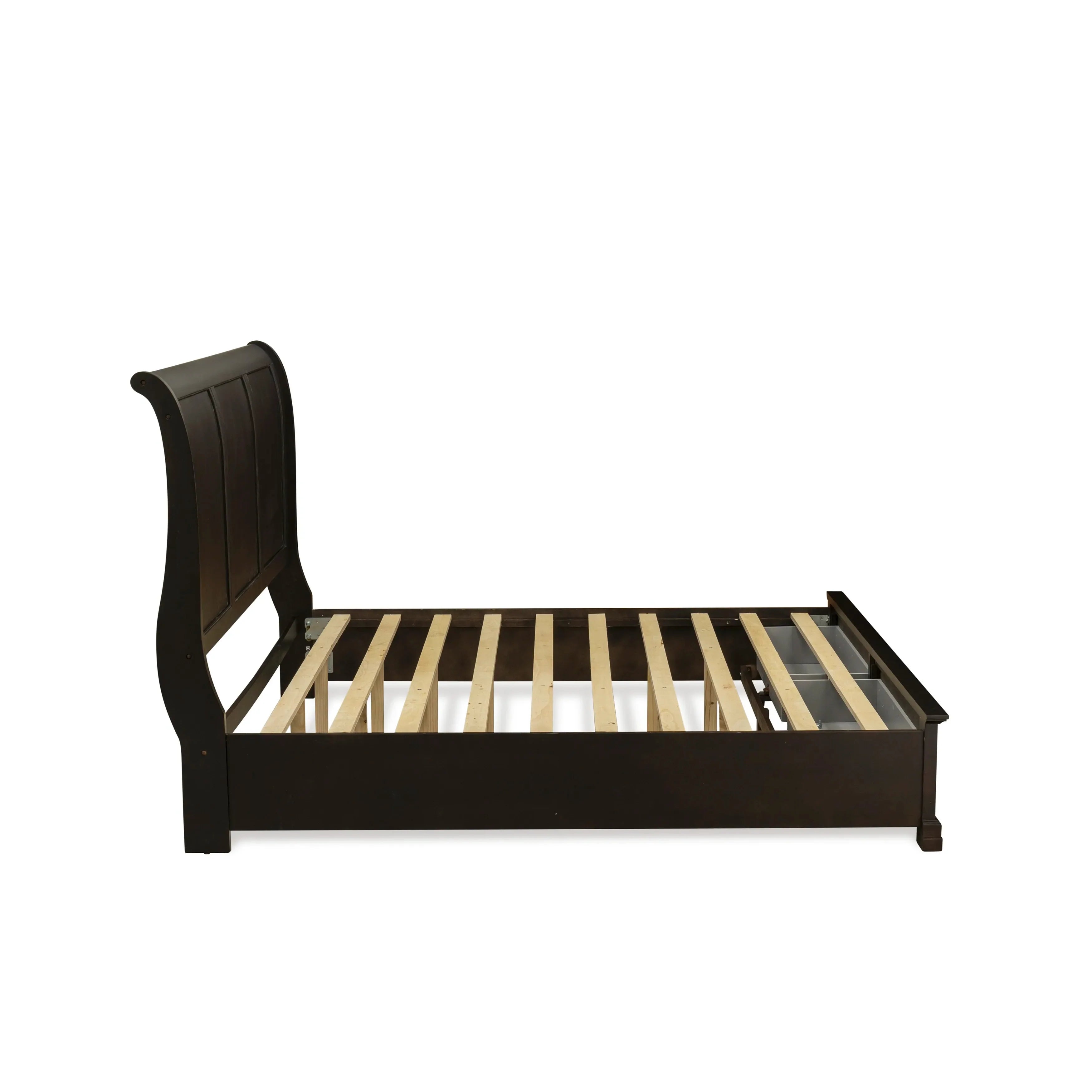EAST WEST FURNITURE - CO21-K2N00C - 4 Pc King Size Bed Set with Luxurious Style Headboard King Bed Frame, Drawer Chest and 2 Bed Side Tables - Wire Brushed Walnut Finish