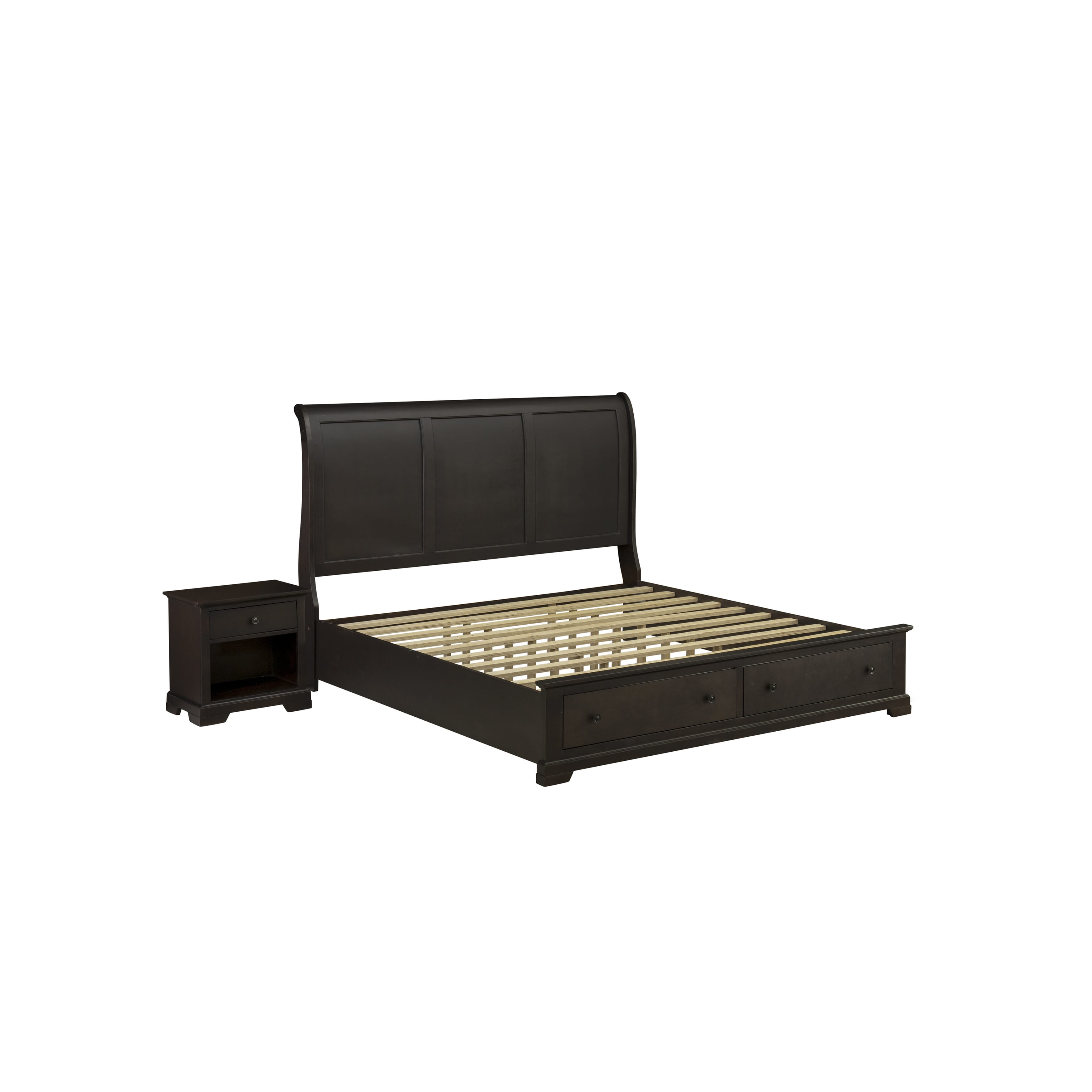 EAST WEST FURNITURE - CO21-K1N000 - 2 Pc King Bedroom Set with Luxurious Style Headboard Wooden Bed Frame, and 1 Bedroom Nightstand - Wire Brushed Walnut Finish