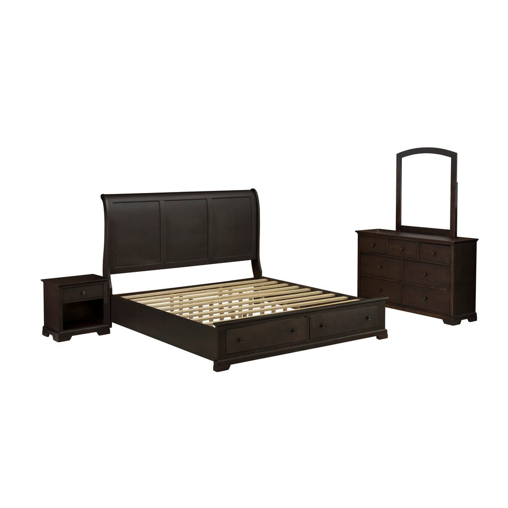 East West Furniture CO21-K1NDM0 4 Piece Bed Room Set with Modern Bed Frame