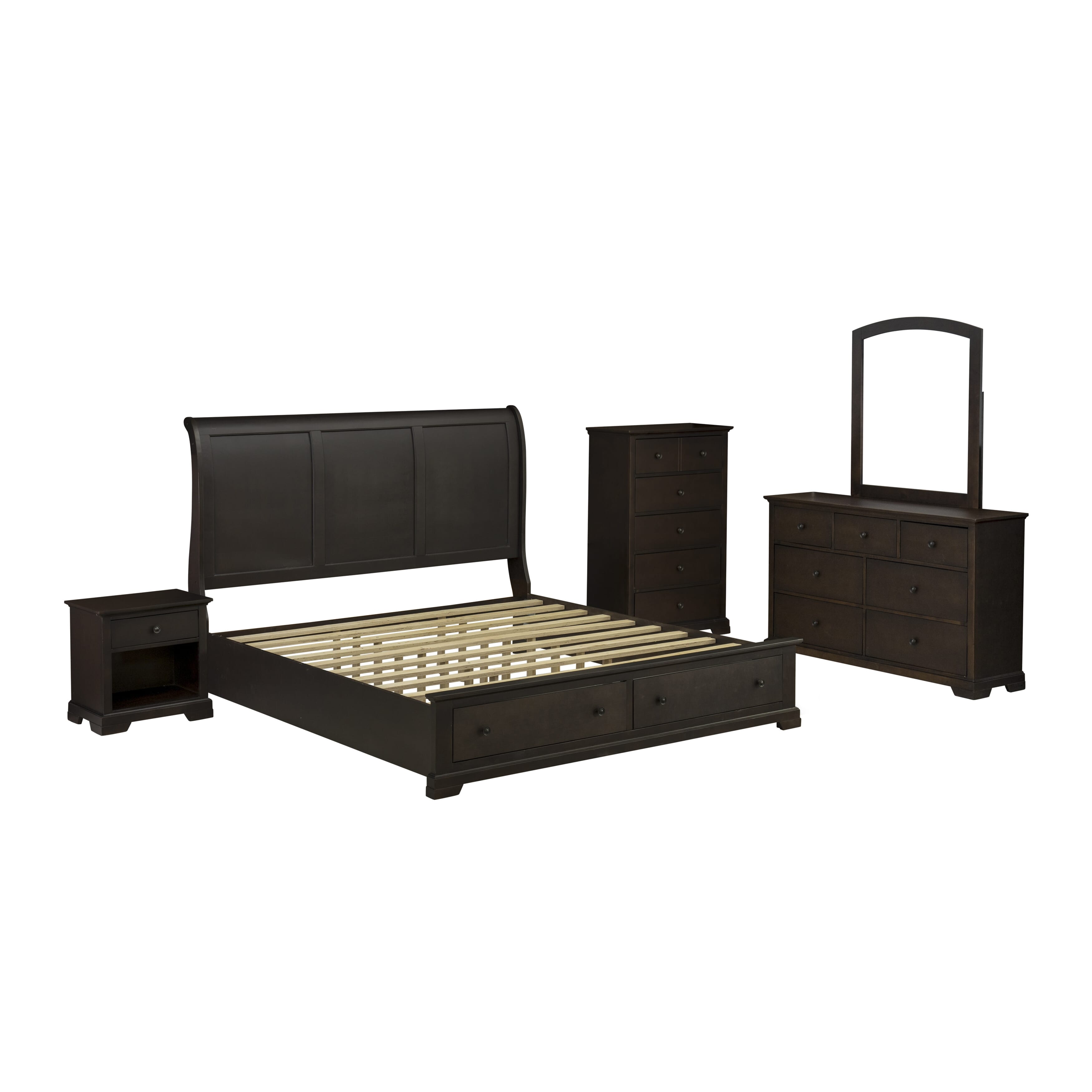 Juego de cama East West Furniture CO21-K1NDMC de 5 piezas con cabecero moderno, plataforma tamaño king