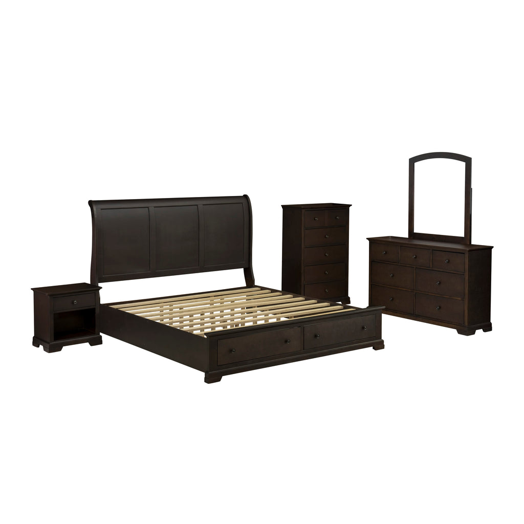 East West Furniture CO21-K1NDMC 5 Pc Bed Set with Modern Style Headboard King Platform Bed