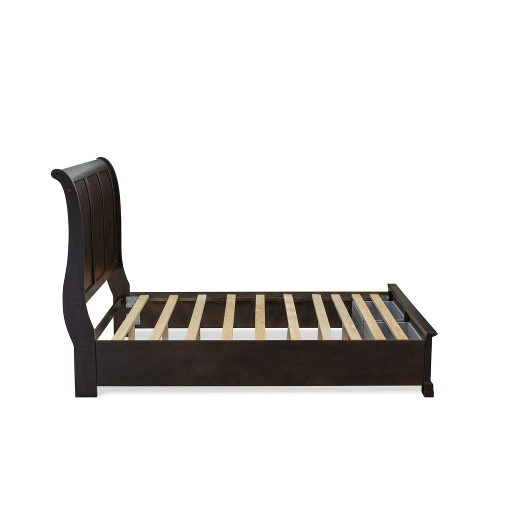 East West Furniture CO21-Q0000C Cordova 2-Piece Queen Size Bed Set Consists of a Modern Queen Platform Bed and Bedroom Wooden Chest with 6 Drawers - Wire Brushed Walnut Finish