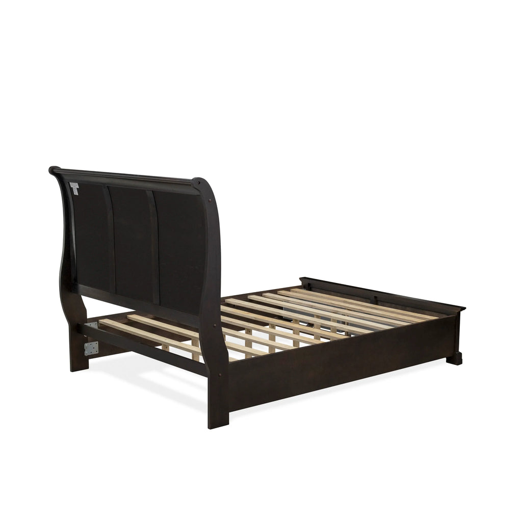 East West Furniture CO21-Q1N00C Cordova 3-Piece Queen Size Bed Set Includes a Wooden Queen Bed, Wooden Bedroom Chester with Drawers and a Modern Nightstand - Wire Brushed Walnut Finish
