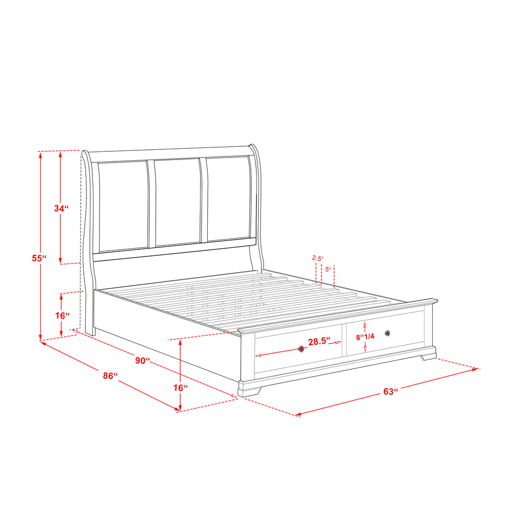 East West Furniture CO21-Q2N00C Cordova 4-Piece Queen Size Bed Set Contains a Queen Size Bed