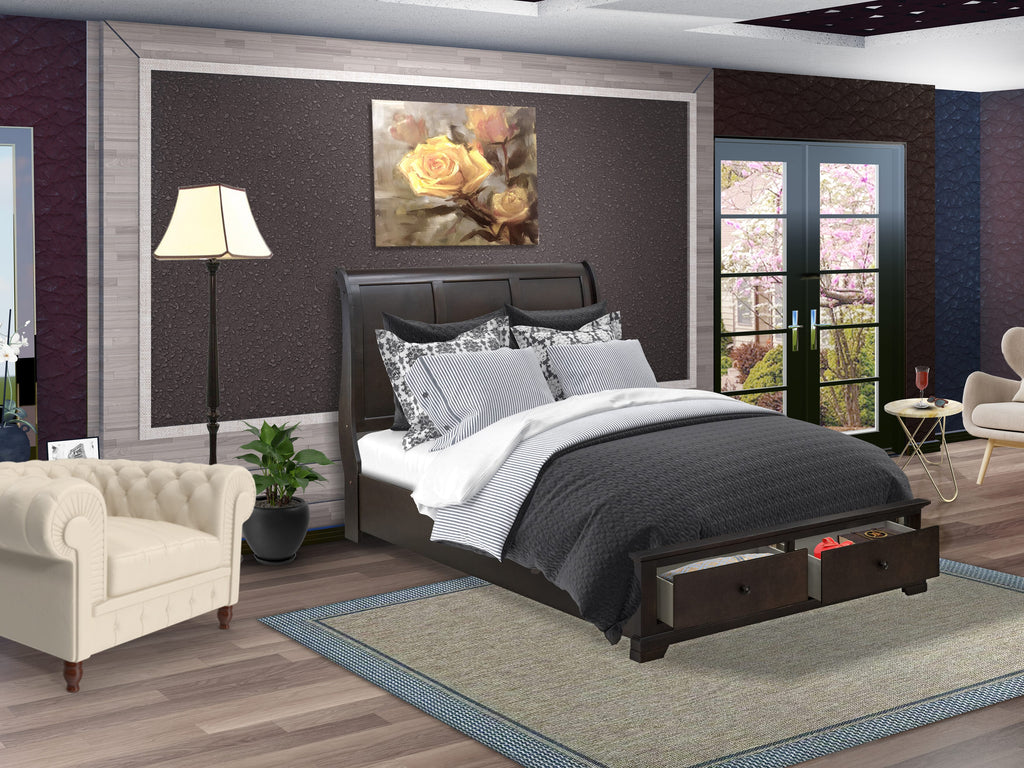 East West Furniture CO21-Q00000 Cordova Queen Bedroom Platform Bed Wire Brushed Walnut Finish