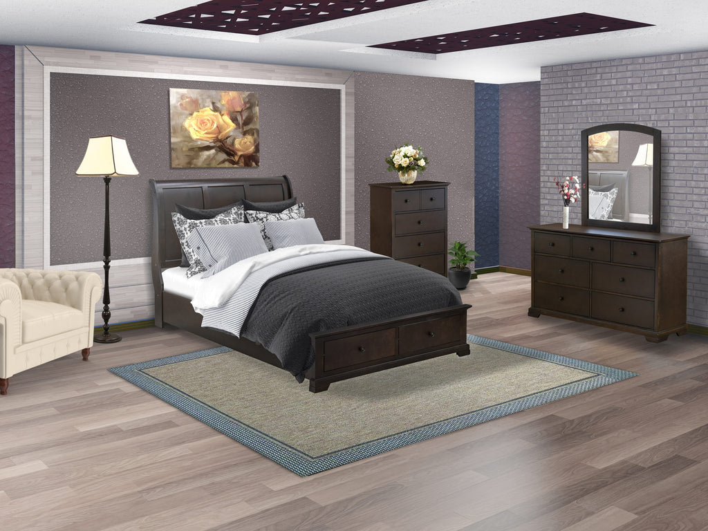East West Furniture CO21-Q00DMC Cordova 4-Pc Queen Size Bedroom Set Contains a Platform Queen Bed