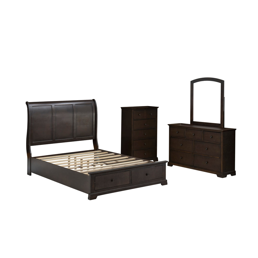 East West Furniture CO21-Q00DMC Cordova 4-Pc Queen Size Bedroom Set Contains a Platform Queen Bed