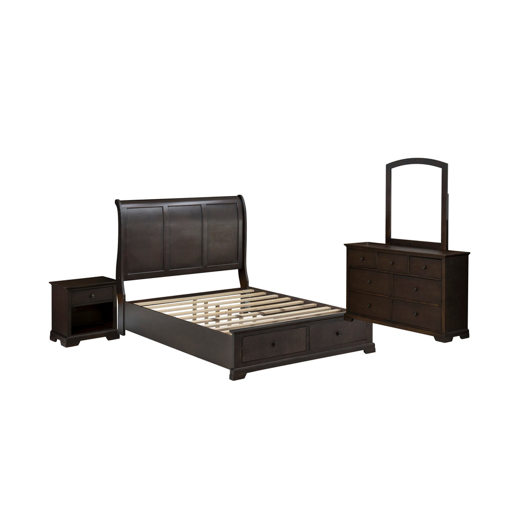 East West Furniture CO21-Q1NDM0 Cordova 4-Pc Queen Size Bedroom Set Consists of a Wooden Platform Bed