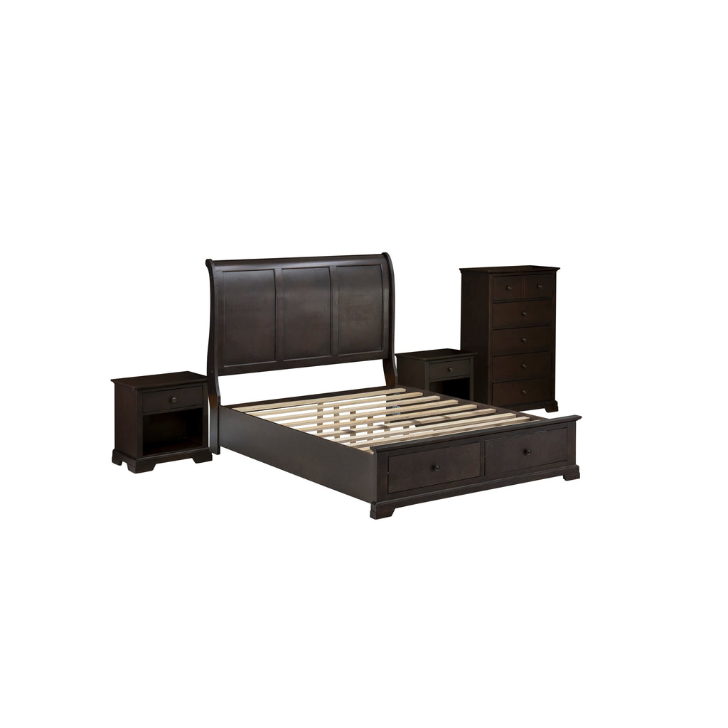 East West Furniture CO21-Q2N00C Cordova 4-Piece Queen Size Bed Set Contains a Queen Size Bed