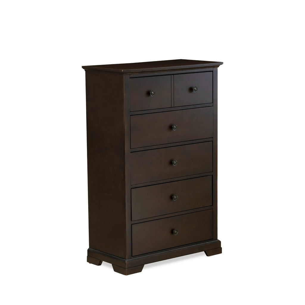 East West Furniture CO21-Q0000C Cordova 2-Piece Queen Size Bed Set Consists of a Modern Queen Platform Bed and Bedroom Wooden Chest with 6 Drawers - Wire Brushed Walnut Finish
