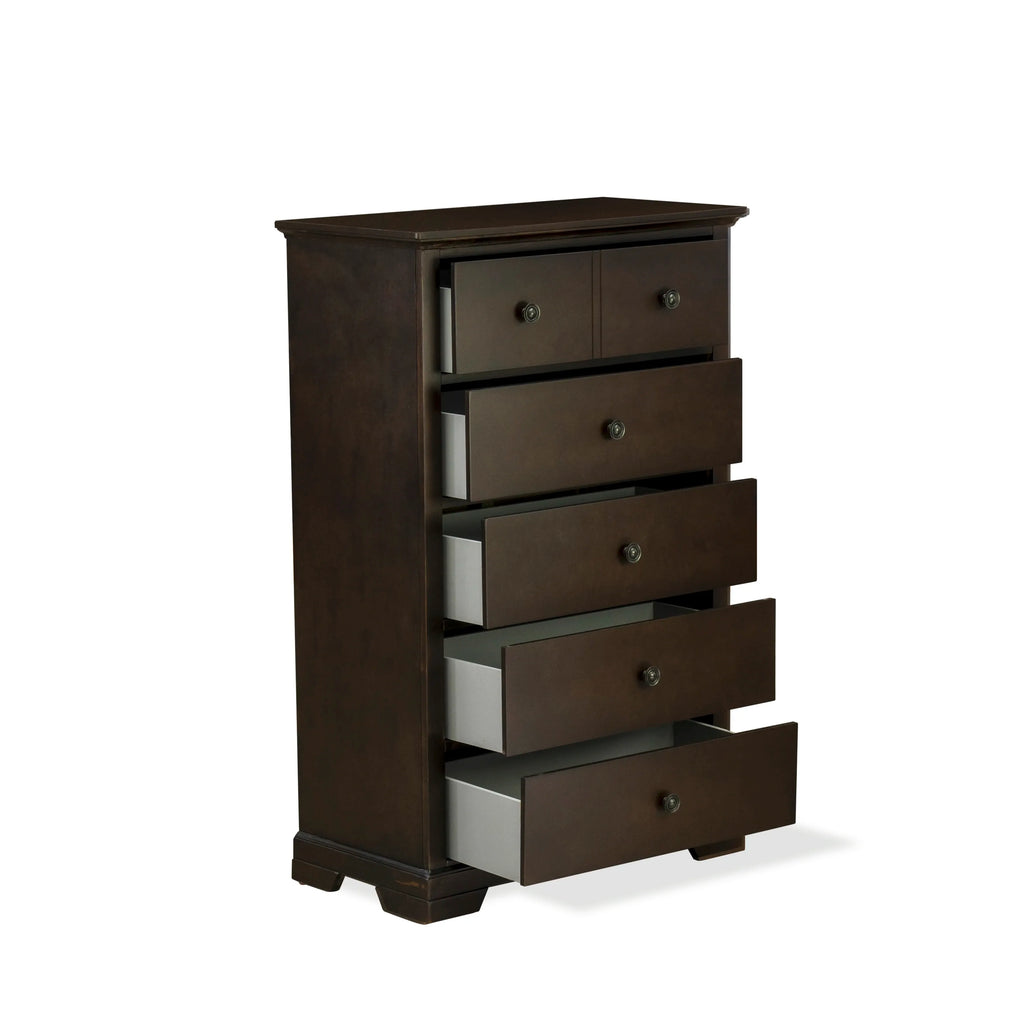 East West Furniture CO21-Q0000C Cordova 2-Piece Queen Size Bed Set Consists of a Modern Queen Platform Bed and Bedroom Wooden Chest with 6 Drawers - Wire Brushed Walnut Finish