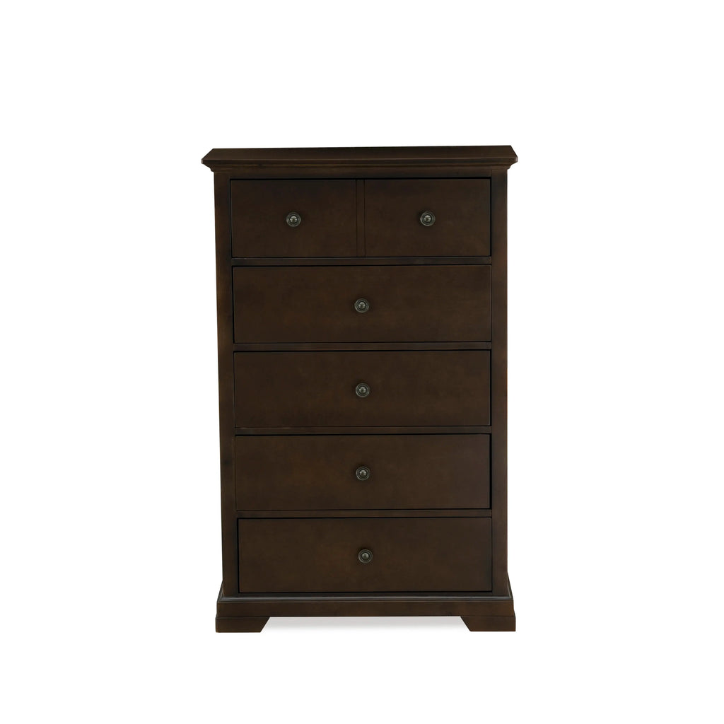 East West Furniture CO21-Q1N00C Cordova 3-Piece Queen Size Bed Set Includes a Wooden Queen Bed, Wooden Bedroom Chester with Drawers and a Modern Nightstand - Wire Brushed Walnut Finish