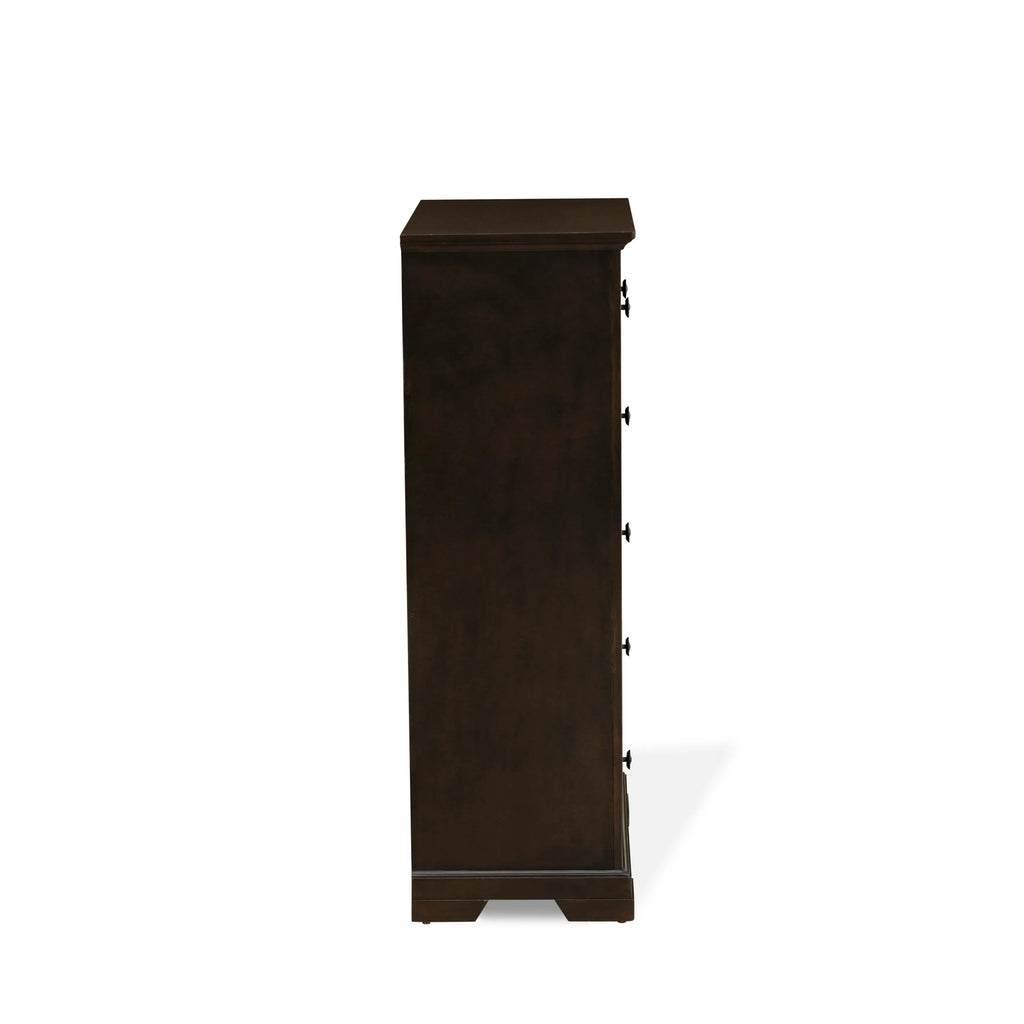 East West Furniture CO21-Q0000C Cordova 2-Piece Queen Size Bed Set Consists of a Modern Queen Platform Bed and Bedroom Wooden Chest with 6 Drawers - Wire Brushed Walnut Finish