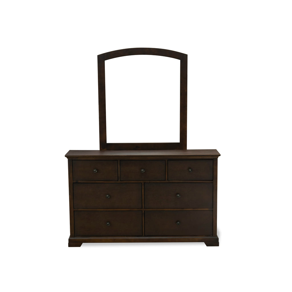 East West Furniture CO21-Q2NDMC Cordova 6-Pc Bedroom Set Includes a Queen Size Bed, Bedroom Dresser, Modern Mirror, Bedroom Chest Drawer and 2 Night Stands - Wire Brushed Walnut Finish